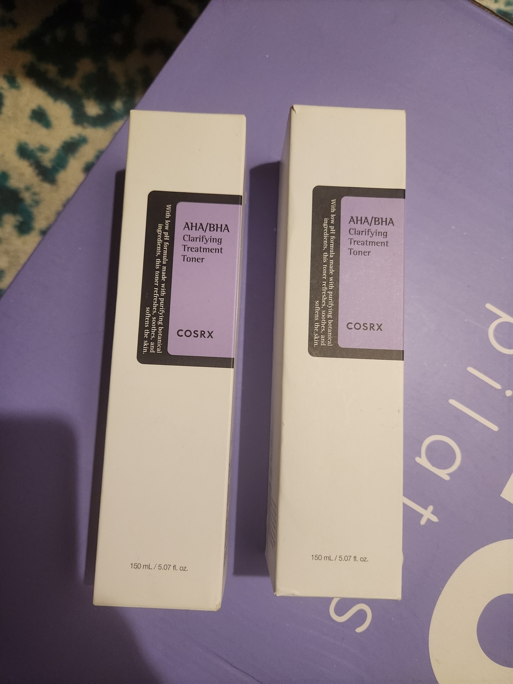 2 Box COSRX AHA/BHA Clarifying Treatment Toner — Light Purple Packaging